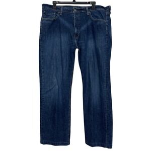 Levis 505 Regular Straight 38x30 Cotton Stretch Medium Wash Denim Blue Jeans Zip